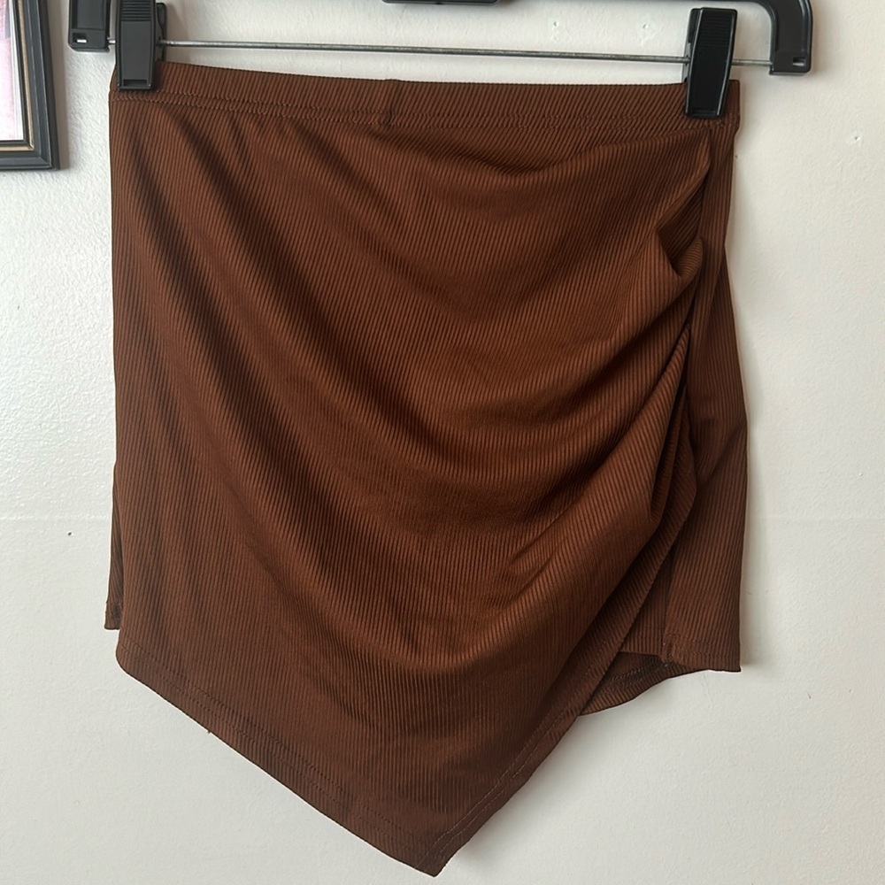 Shein Brown Asymmetrical Hem Skort